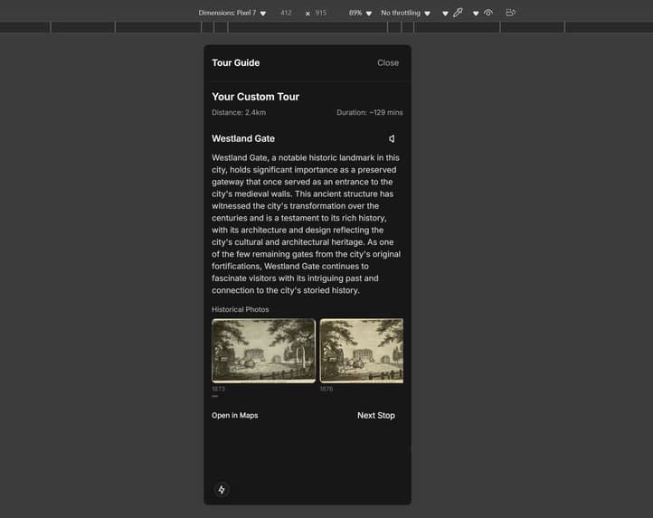Roami interface mock